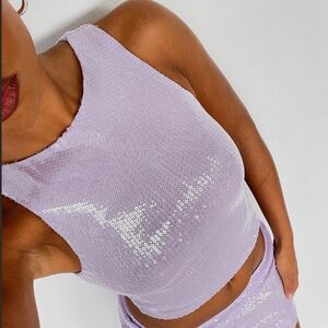 White Fox Like You Mean It Lilac Sequin Top